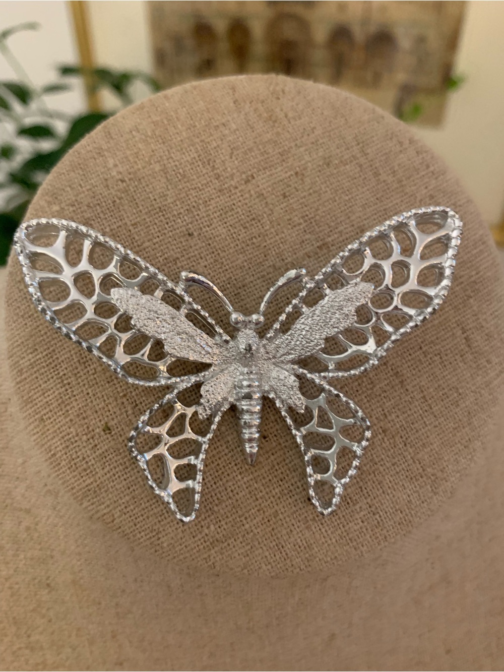 Vintage Sarah Coventry Silver tone Filigree Butterfly Brooch